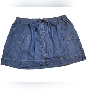 Universal Threads Blue Denim Button-Front Pull-on Skirt With Side Pockets